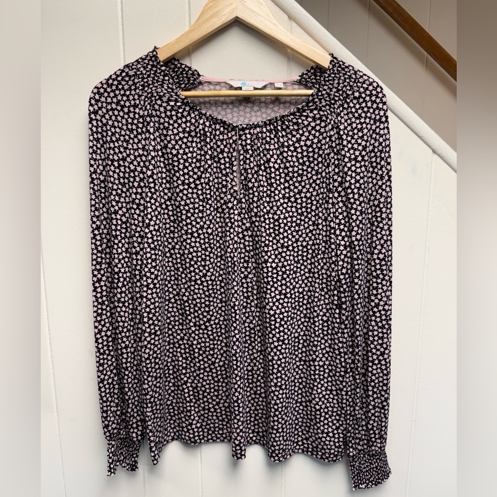 Boden Milkshake Petals Vicky Long Sleeve Smocked Blouse Size 4